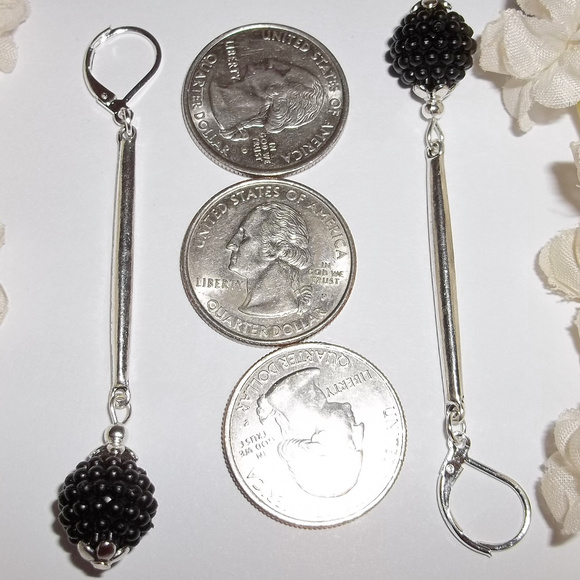 Extra Long Black & Silver Earrings Set Jewelry Trendy Gift Idea For Her NWT 4884 - Picture 3 of 10